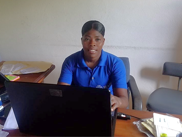 Mirleine Gard, HAPI financial controller, working at her computer