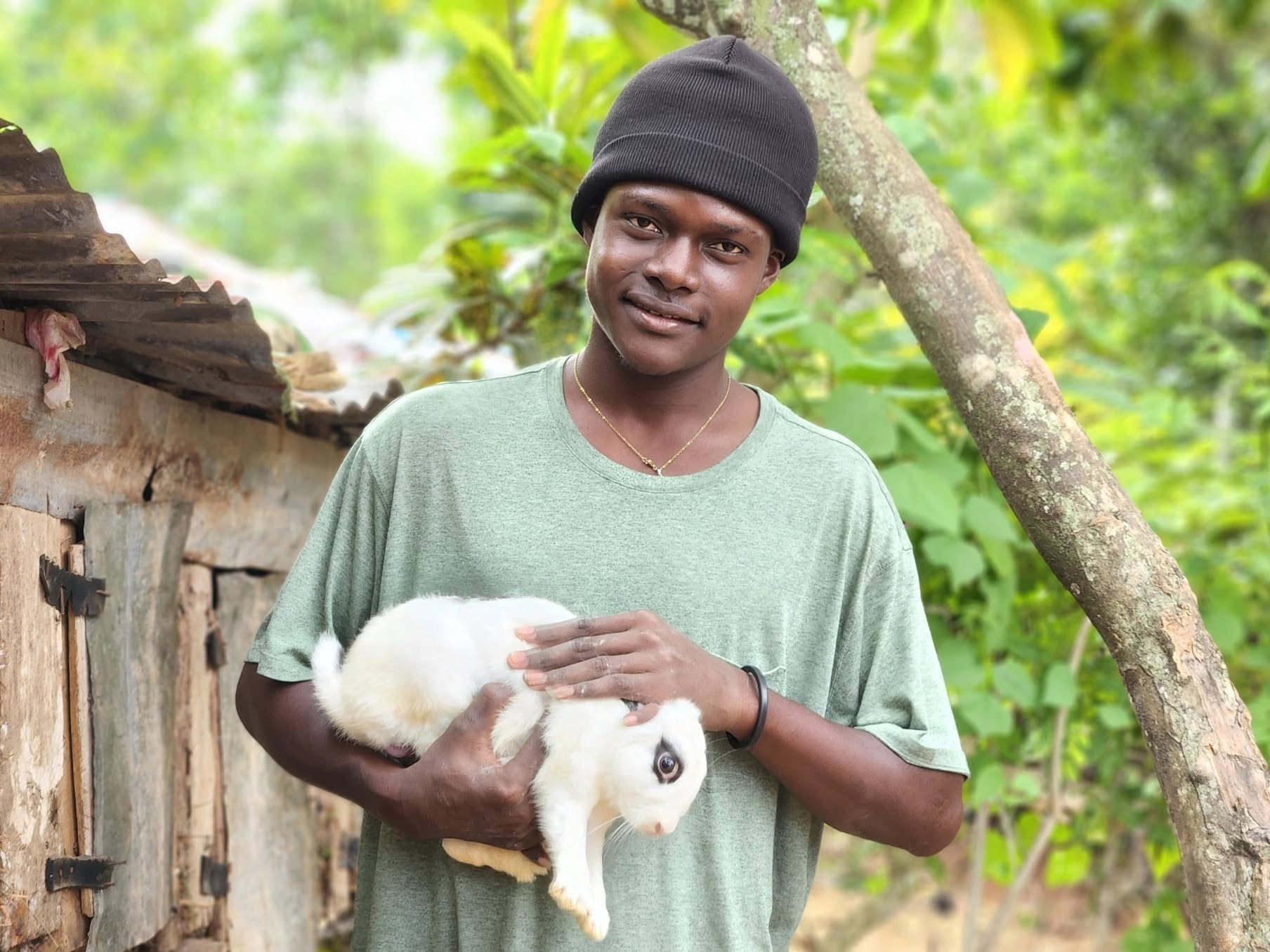 Stanley Thévenin with his rabbits