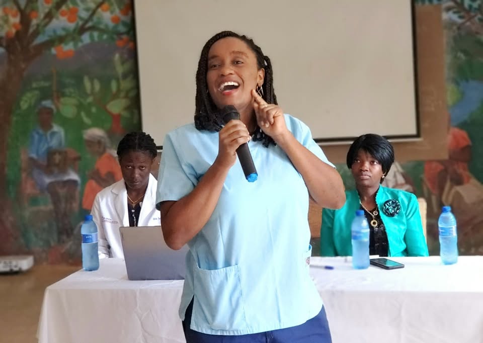 Nurse Danielle leads a health education session in Haiti.